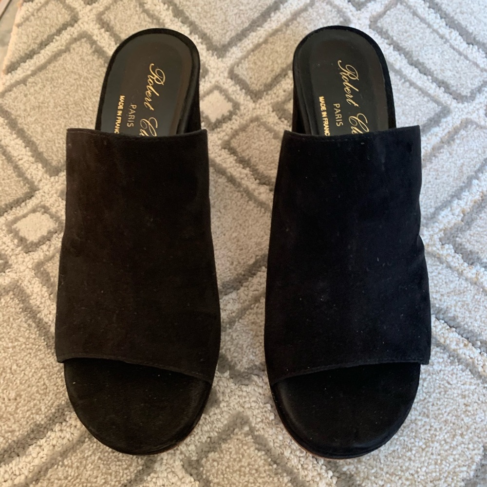 Robert Clergerie Black Suede Mule pumps